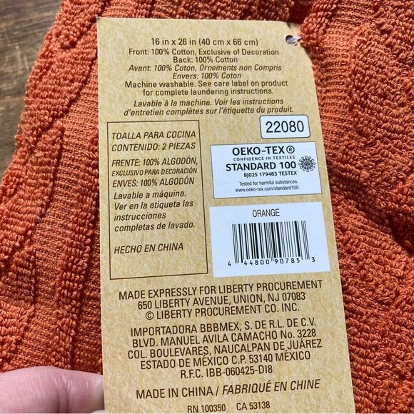 NWT Kitchen Towels Set of 2 Thanksgiving Fall Home Decor Orange White - Picture 7 of 7